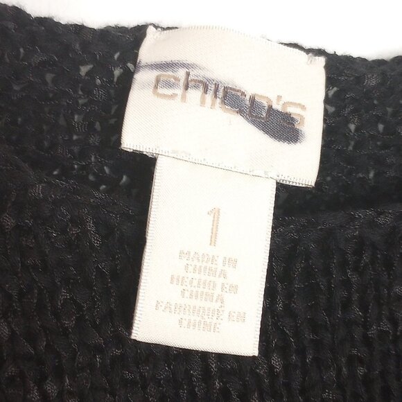 Chico's Glenda Asymmetrical Black Sweater Sz 1 - Picture 3 of 8